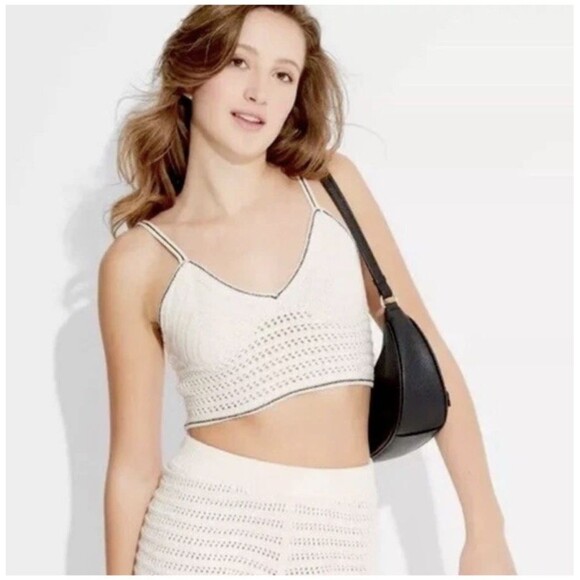Wild Fable Women’s Open Work Sweater Tank Top Adjustable Straps Off-White XL - Picture 1 of 6